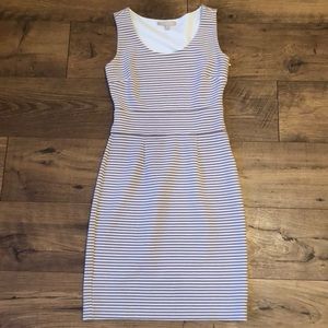 Banana Republic tan and white stripe dress
